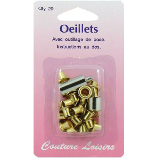 Oeillets 10mm Doré avec outil de pose (x20)