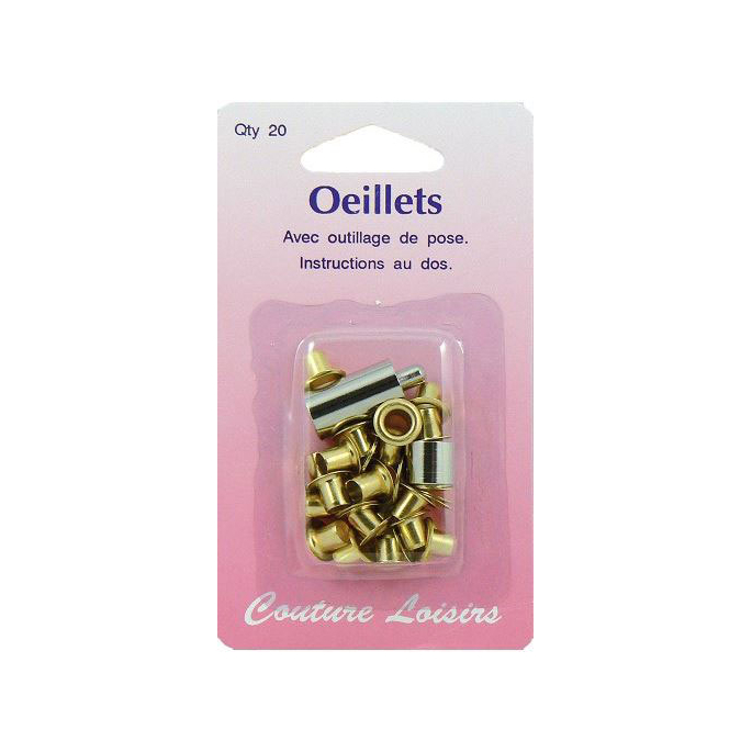 Oeillets 10mm Doré avec outil de pose (x20)