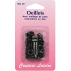 Oeillets 10mm Noir avec outil de pose (x20)