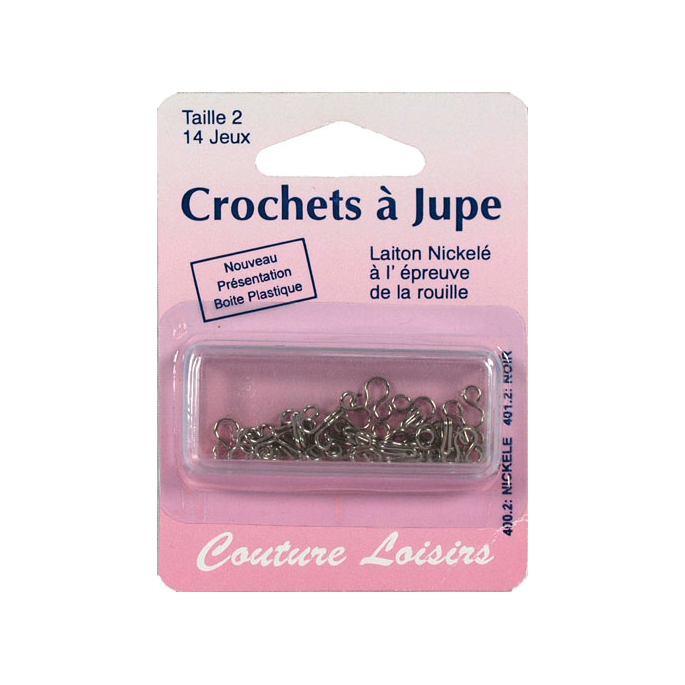 Crochets à jupe Taille 2 Couleur Nickel (14 jeux)