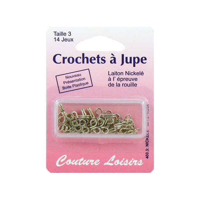 Crochets à jupe Taille 3 Couleur Nickel (14 jeux)