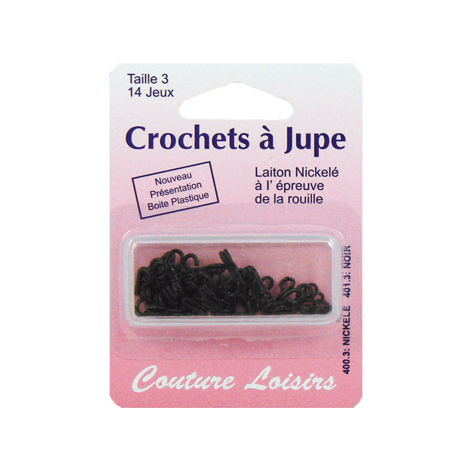 Crochets à jupe Taille 3 Couleur Noir (14 jeux)