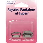 Agrafes Pantalons et Jupes 20mm Couleur Nickel (3 jeux)