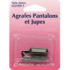 Agrafes Pantalons et Jupes 25mm Couleur Nickel (3 jeux)