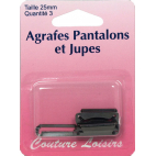 Agrafes Pantalons et Jupes 25mm Couleur Noir (3 jeux)