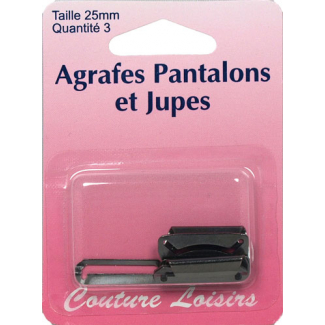 Agrafes Pantalons et Jupes 25mm Couleur Noir (3 jeux)