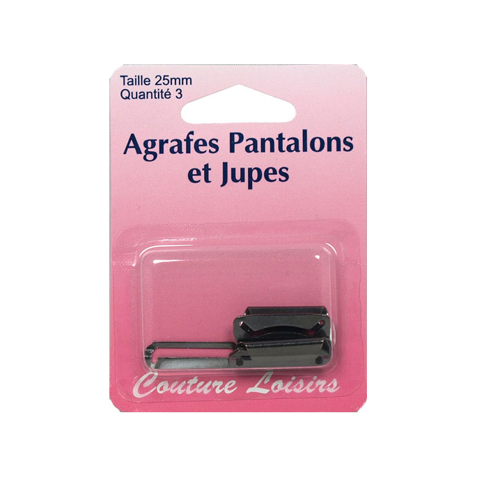 Agrafes Pantalons et Jupes 25mm Couleur Noir (3 jeux)