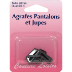 Agrafes Pantalons et Jupes 20mm Couleur Noir (3 jeux)