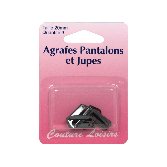 Agrafes Pantalons et Jupes 20mm Couleur Noir (3 jeux)