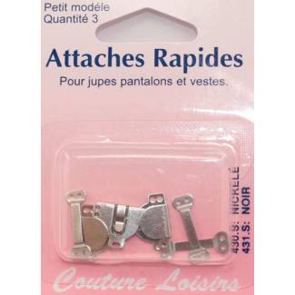 Hook & Bar Skirt Fastener Small Nickel colored (3 sets)