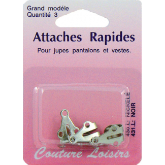 Attaches Rapides Jupes Taille L Couleur Nickel (3 jeux)