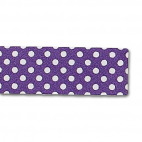 Single Fold Bias Dots White on Purple 20mm (by meter)