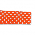 Single Fold Bias Dots White on Orange 20mm (by meter)