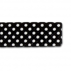 Single Fold Bias Dots White on Black 20mm (by meter)