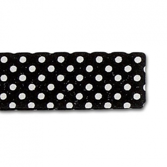 Single Fold Bias Dots White on Black 20mm (by meter)