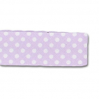 Single Fold Bias Dots White on Lilac 20mm (by meter)