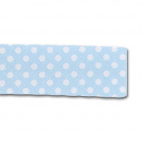 Single Fold Bias Dots White on Blue 20mm (25m roll)