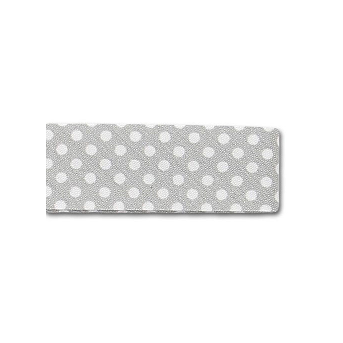 Single Fold Bias Dots White on Grey 20mm (25m roll)