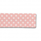 Single Fold Bias Dots White on Pink 20mm (25m roll)