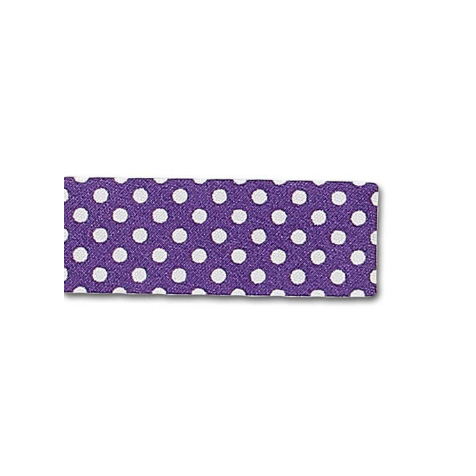 Single Fold Bias Dots White on Purple 20mm (25m roll)