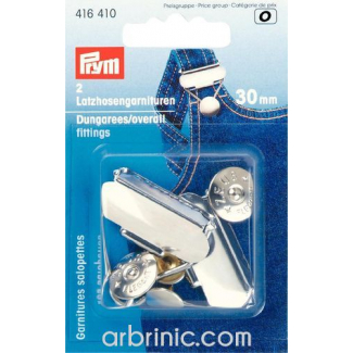 Boucles de salopette avec bouton PRYM métal 30mm Argent (x2)