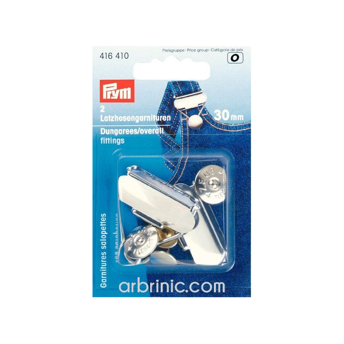 Overall Dungarees fittings PRYM 30mm Silver (x2)