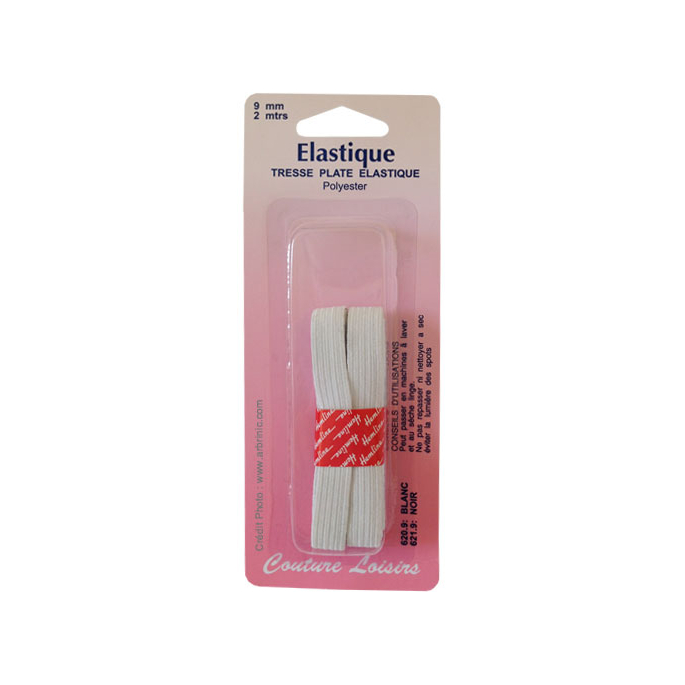 Elastique Tresse 9mm Blanc (2m)