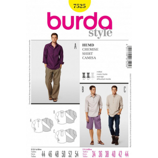 Burda Style 7525 Patron Chemises Homme