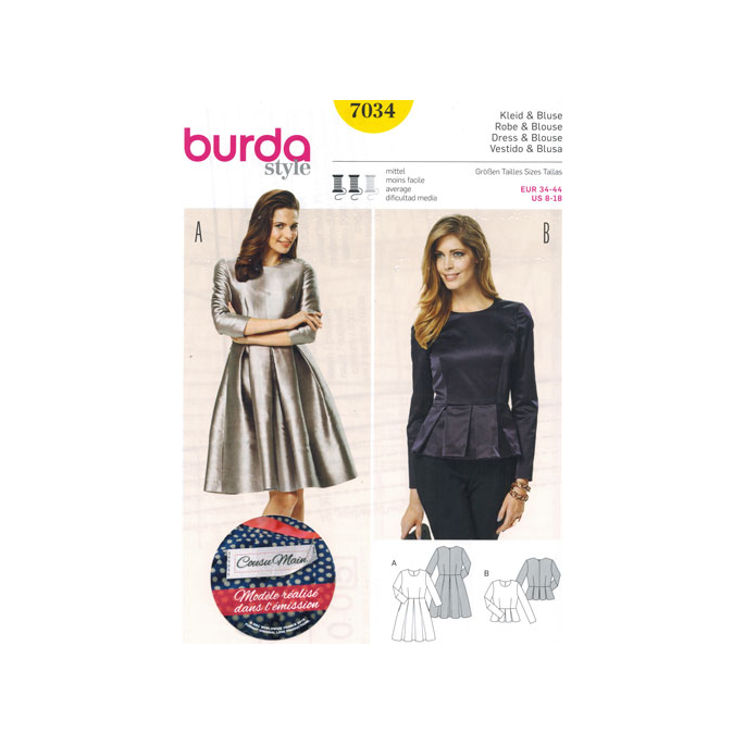 Burda Style 7034 Patron Robe et Blouse