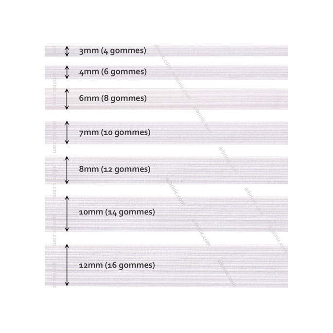 Elastique Tressé 4mm 6 gommes Blanc (bobine 50m)