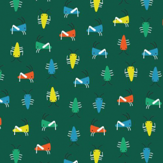 Organic cotton Interlock Sidewalk Bugs Green Cloud9