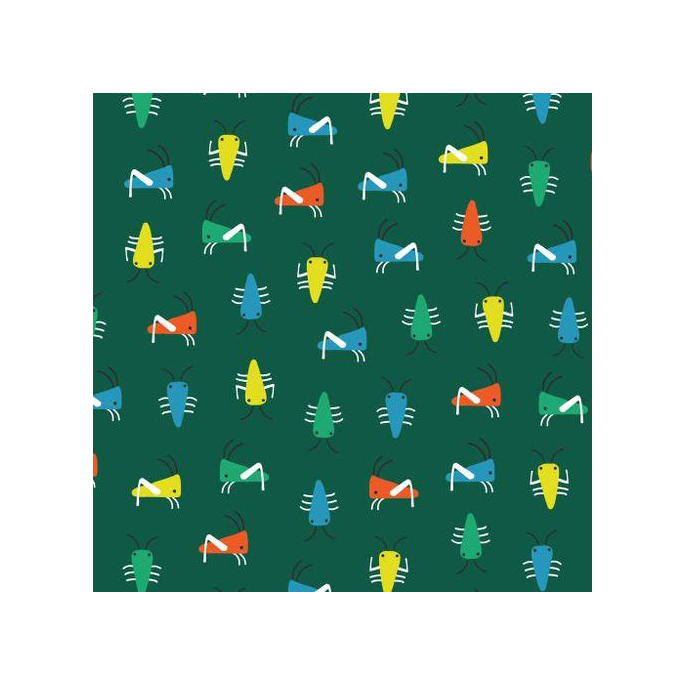 Organic cotton Interlock Sidewalk Bugs Green Cloud9 (per 10cm)