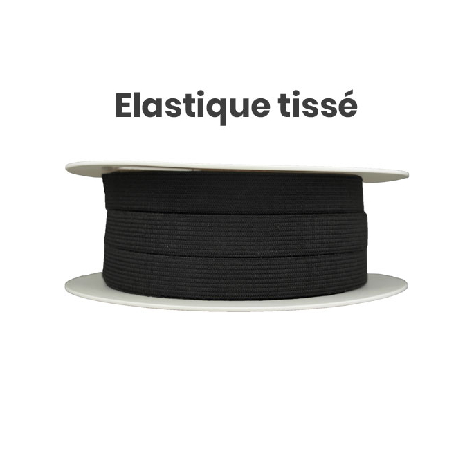 Elastique Tissé 15mm Noir (au mètre)