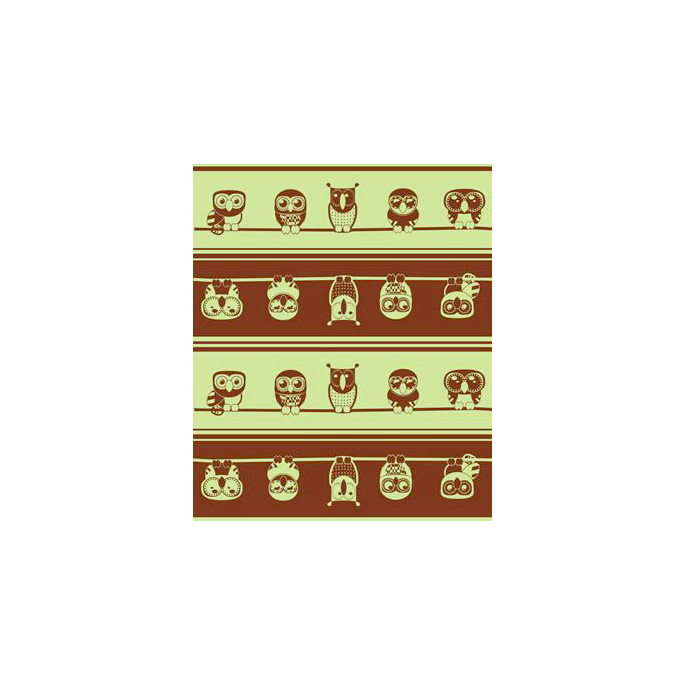 PUL poly print Owls sage width 140cm (per 10cm)