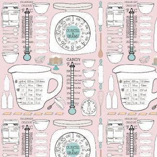 Organic cotton Popeline Emmas Kitchen Retro Kitchen Chart Haerae