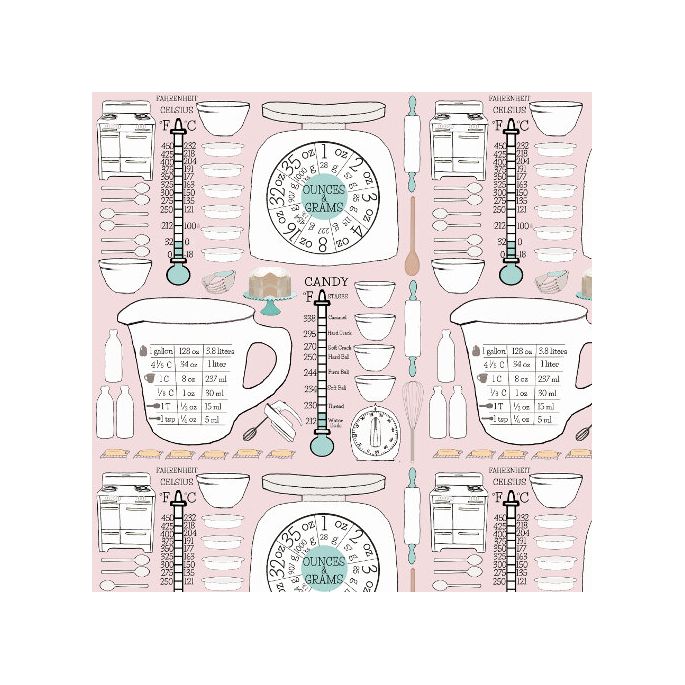 Organic cotton Popeline Emmas Kitchen Retro Kitchen Chart Haerae