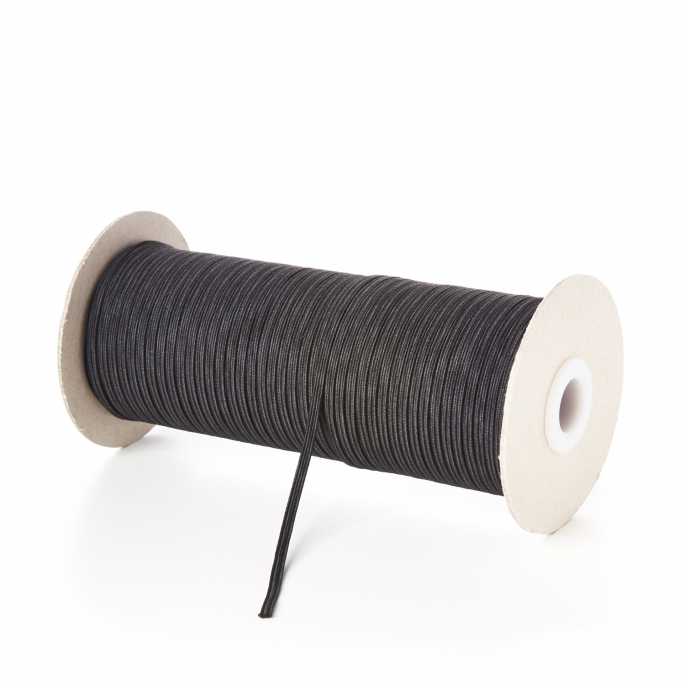 Braided Elastic Black 3mm (50m roll)