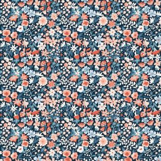 Organic cotton print Modern Love Woodland Floral Night Monaluna
