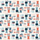 Coton Bio imprimé Modern Love Cool Cats Monaluna