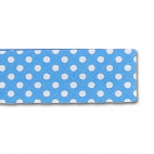 Single Fold Bias Dots White on Aqua Blue 20mm (25m roll)