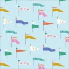 Popeline Coton Bio Universal Love Pennant Power Light Blue Cloud9