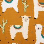 Organic cotton jersey Tan Llamas