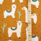 Organic cotton jersey Tan Llamas