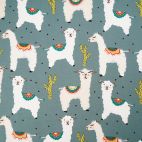 Organic cotton jersey Dusty green Llamas