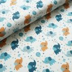 Organic cotton jersey Blue Elephants