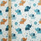 Organic cotton jersey Blue Elephants