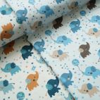 Organic cotton jersey Blue Elephants