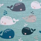 Organic cotton jersey Blue Whales