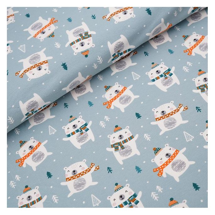 Organic cotton jersey Blue Little Bear