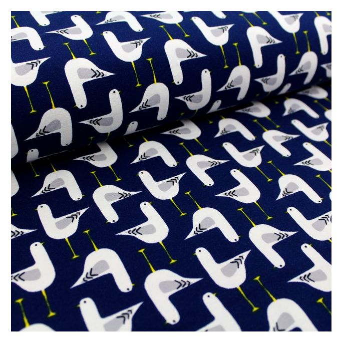 Organic cotton jersey Navy Seagull